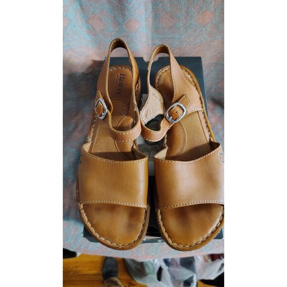 Born Women's Leather Size 8 Tan Ankle Strap Open Toe Sandals - Picture 7 of 10